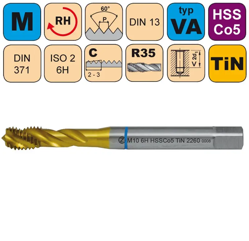 Závitník strojní M4 ISO3 HSSCo5 DIN 371