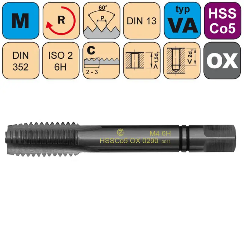 Sadový závitník M3x0,5 II ISO2 HSSCo5 OX DIN 352 - 0290