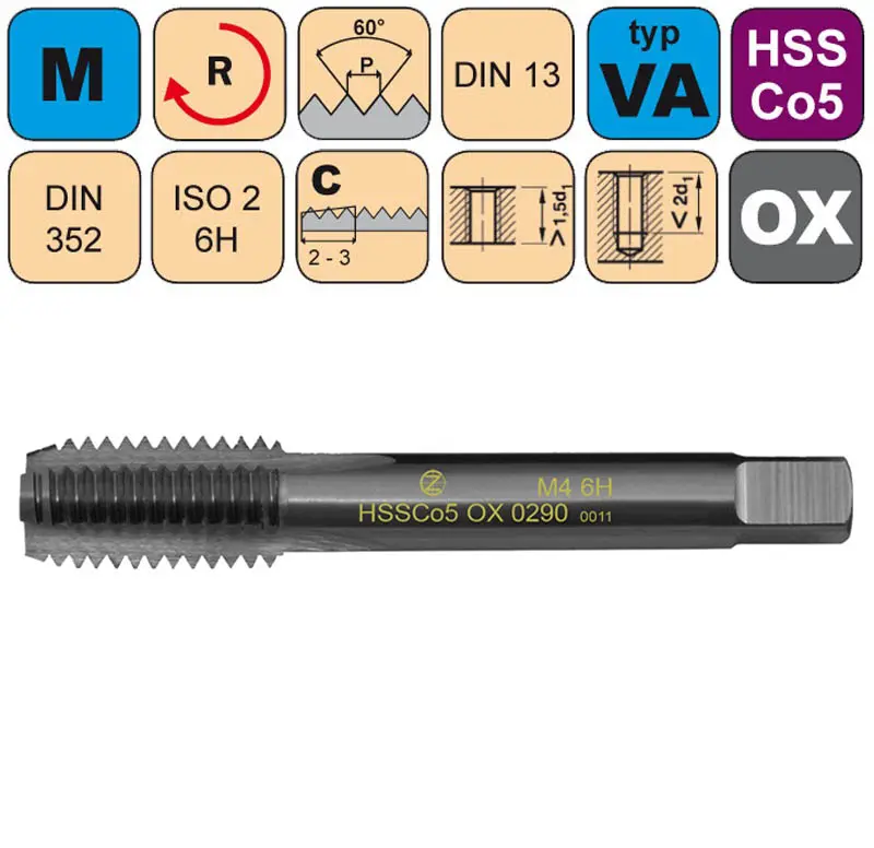 Sadový závitník M16x2 III ISO2 HSSCo5 OX DIN 352 - 0290