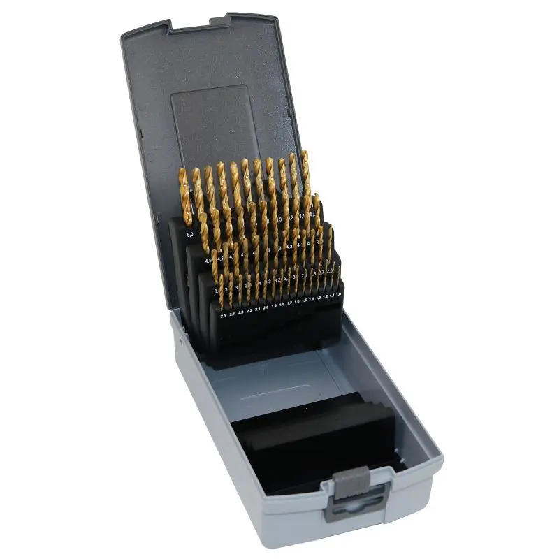 Sada vrtáků 51 dílná, 1,00-6,00x0,1mm S338RCZ002HSS TiN, plastová krabička