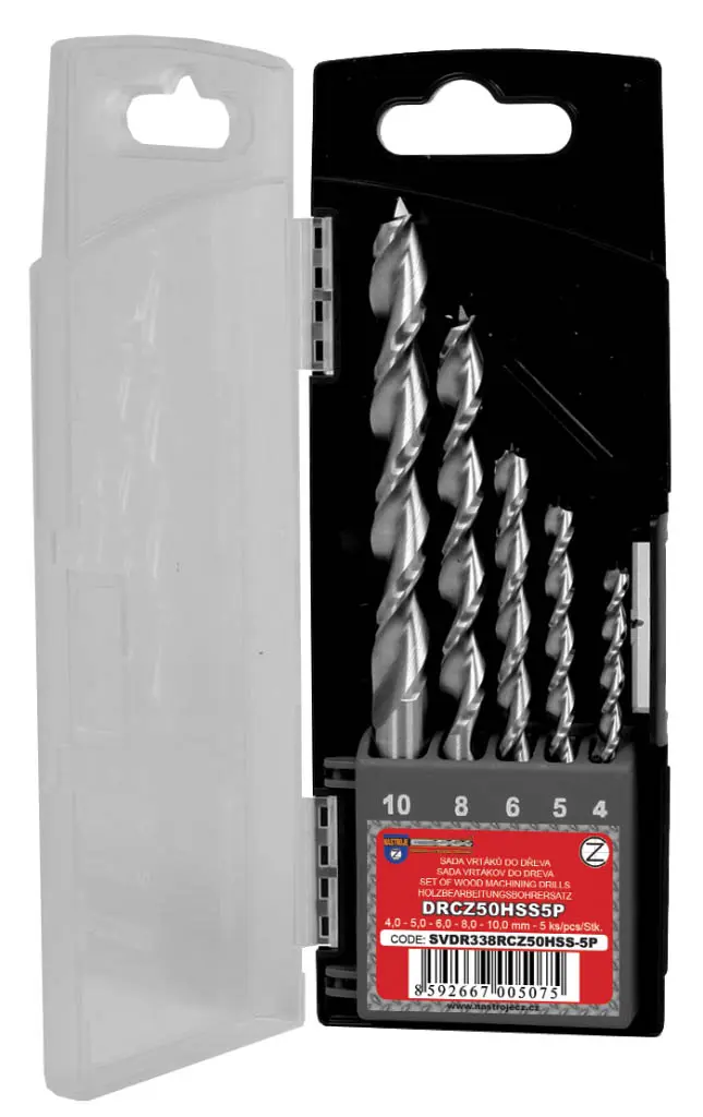 Sada vrtáků 5-dílná 4,00-10,00mm DR338RCZ50HSS do dřeva
