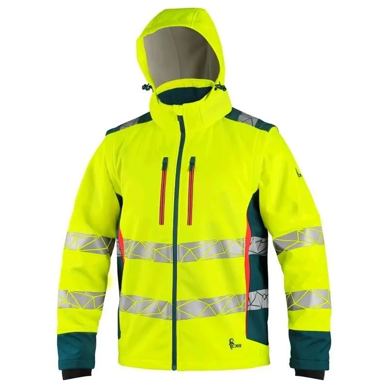 Bunda CXS BEDFORD, výstražná, pánská, softshell, žluto-petrolová, vel. M b1/10