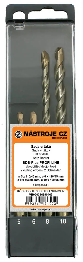 Sada SDS-plus vrtáků 4dílná (5x110-6x110-8x160-10x160)