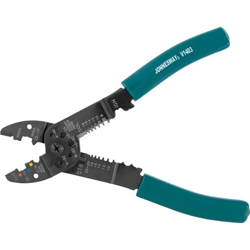 Kleště konektorové, multifunkční, pro lisování, střihání a odizolování vodičů, 215mm, 206g