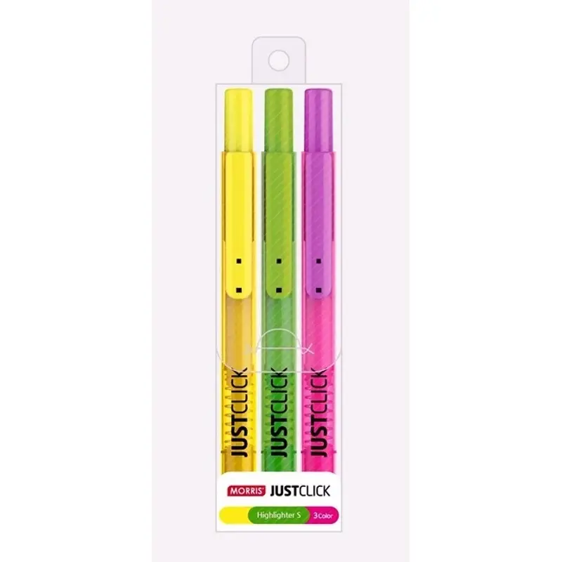 B0768-1:Zvýrazňovač fluorescenční Fix Just Click Highlighter - sada 3 ks, žlutá, růžová, zelená