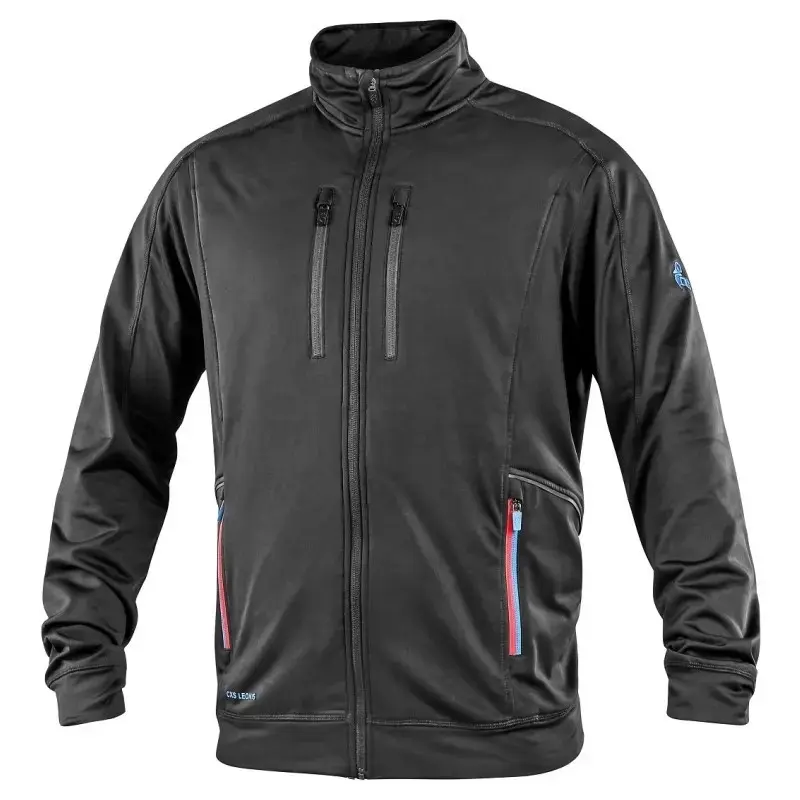 Mikina CXS LEONIS, černá s HV modro/červenými doplňky, vel. 2XL