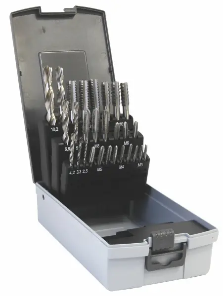 Sada vrtáků CZ002 a závitníků ČSN223010 M3-M12, 28dílů + Double E Bagr s kovovými prvky 17 kanálovou vysílačkou