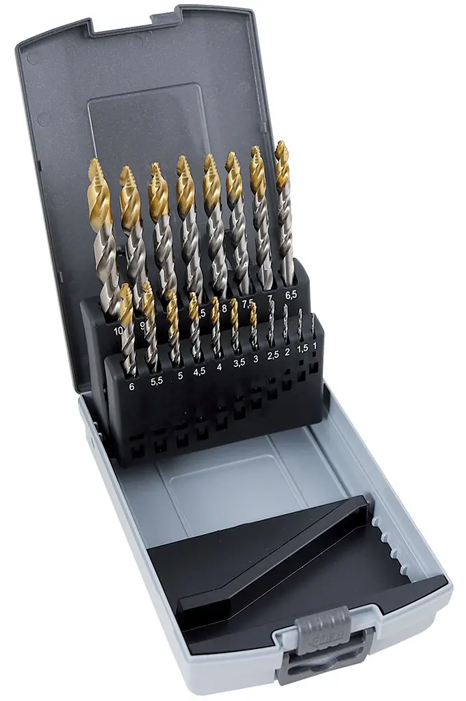 Sada vrtáků 19 dílná, 1,00-10,00x0,5mm S338RGSNHSSCo5TiN Gold Step, plastová krabička + Philips OneBlade Pro QP6520/20 holicí strojek