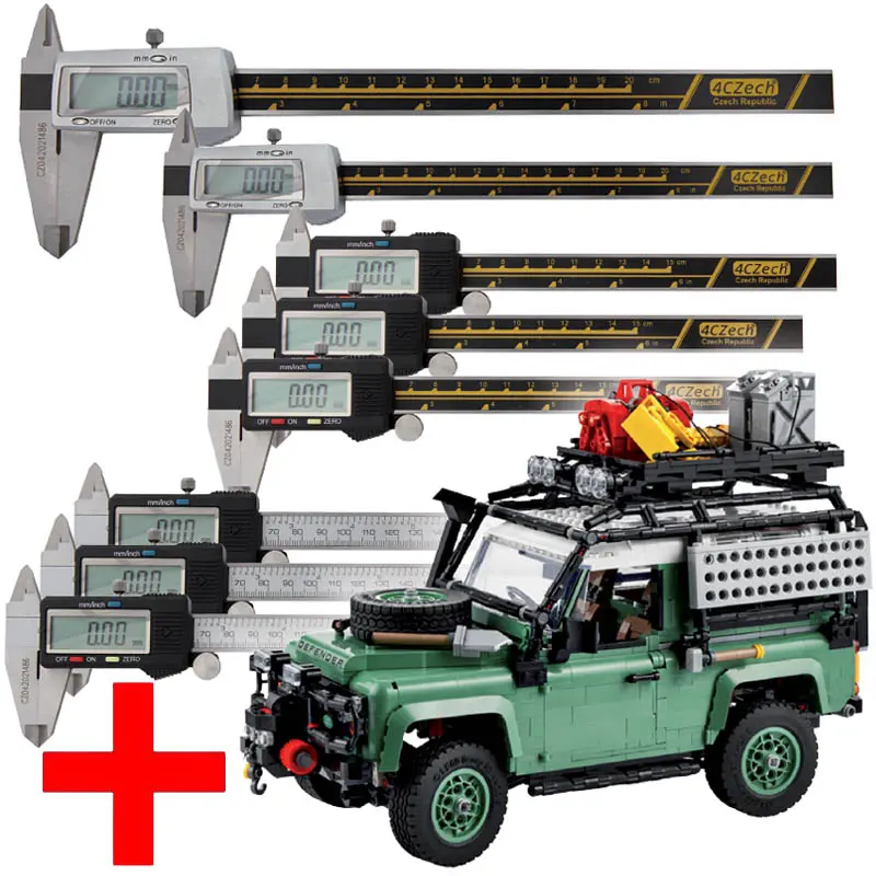 8 kusů digitálních měřítek (1x 4CZ-SDN10200,1x 10300,3x 4CZ-6040,3x 6040-2) + LEGO® Icons 10317 Land Rover Classic Defender 90 2336 dílků