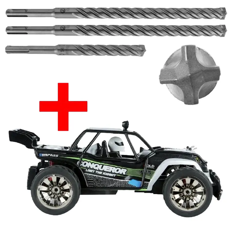 55 vrtáků SDS-plus čtyřbřitý monolit + RC auto buggy Tracker s kamerou