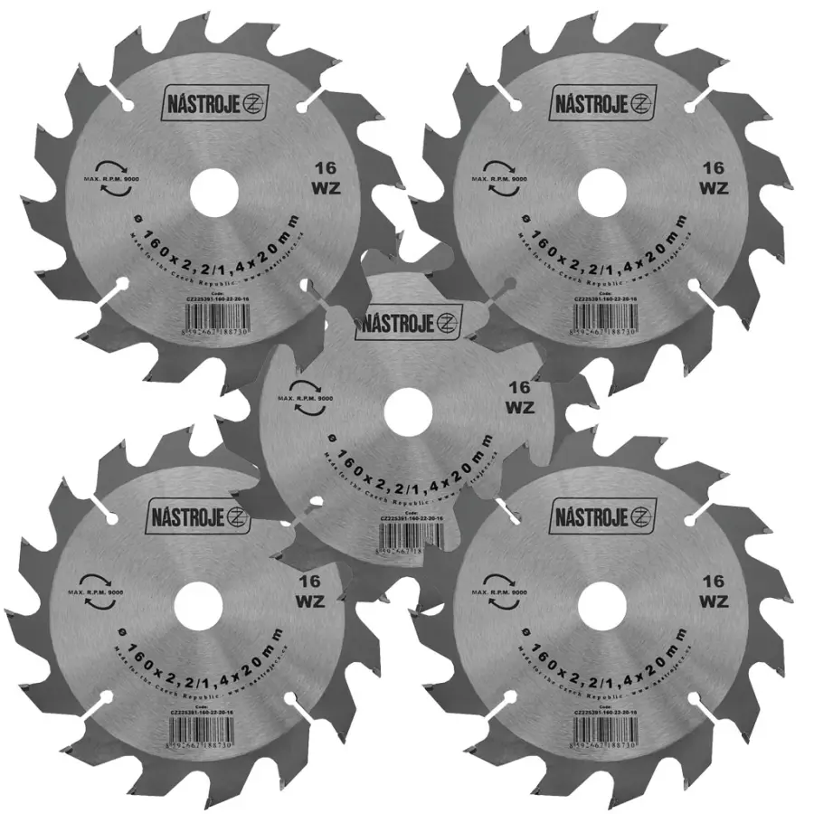 Prodejní set 5ks - Pilový kotouč SK 160x2,2/1,4x20 5391 16 WZ