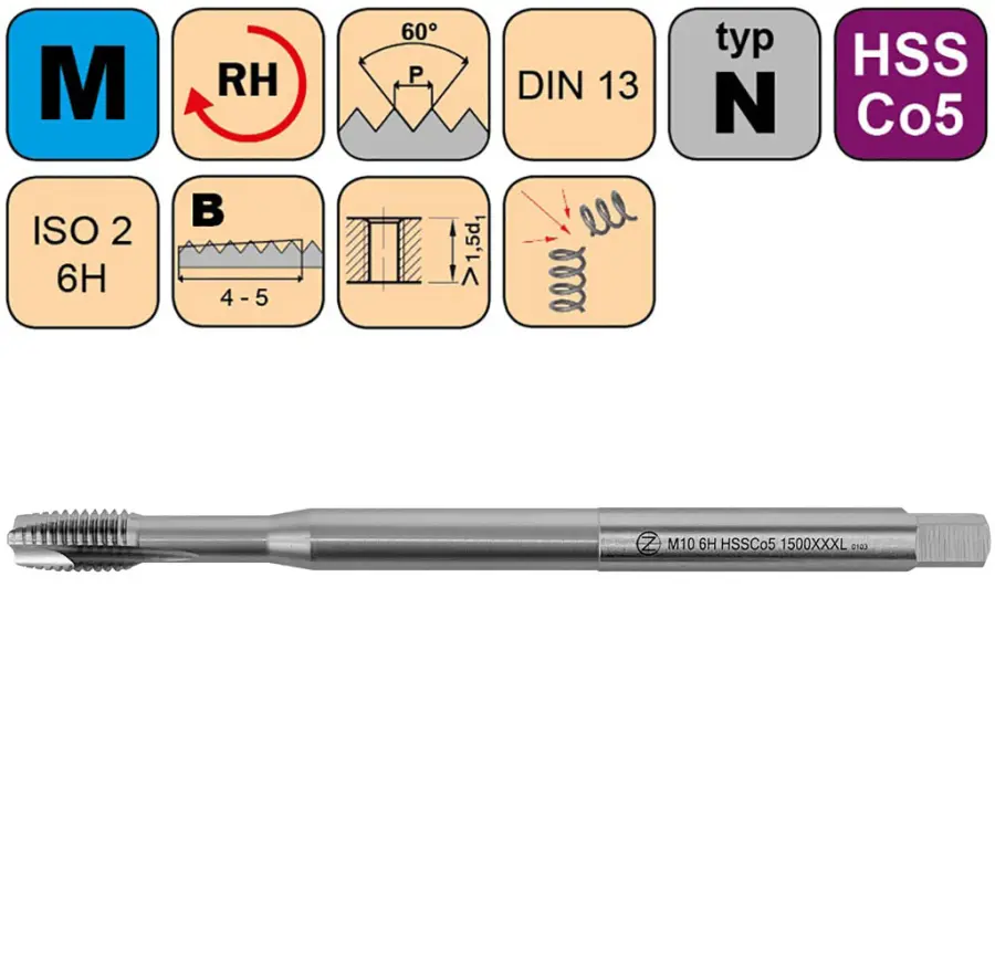 Závitník strojní M4 ISO2 HSSE DIN 371 B prodloužený L=150mm