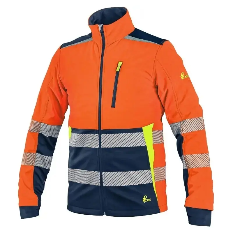 Bunda CXS BENSON, výstražná, softshell, oranžovo-modrá, vel. 3XL