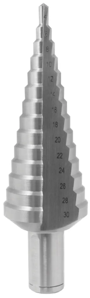 Vrták stupňovitý 4/30 4;6;8;10;12;14;16;18;20;22;24;26;28;30mm přímá drážka HSSCo5