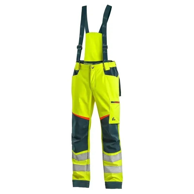 Kalhoty CXS BEDFORD, výstražné, pánské, softshell, žluto-petrolová