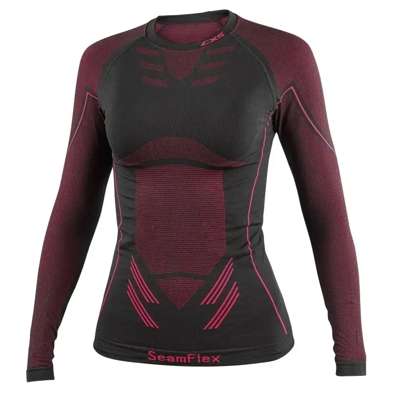 Trička CXS SeamFlex LADY, funkční, dlouhý rukáv, dámská, černo-růžová