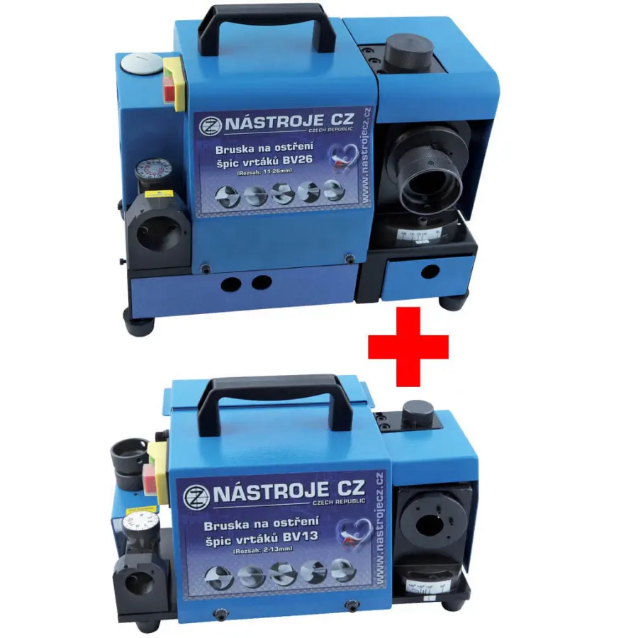 Bruska na vrtáky BV26 rozsah 11-26mm, 230V, 0,5A, 90W + Bruska na vrtáky BV13 rozsah 2-13mm, 230V, 0,25A, 45W