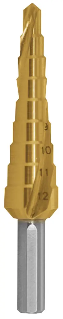 Stupňovitý vrták 4/12-1 (č. 0/9) HSS TIN 4,5,6,7,8,9,10,11,12mm