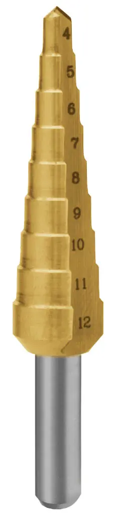 Stupňovitý vrták 4/12-1 (č. 0/9) HSSE TiN 4;5;6;7;8;9;10;11;12mm
