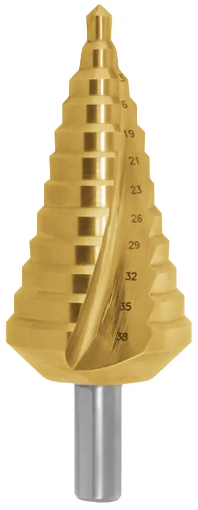 Stupňovitý vrták 6/38 (č. 3) HSSE TiN 6,9,13,16,19,21,23,26,29,32,35,38