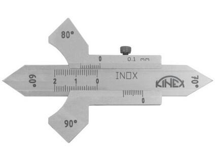 Měrka koutových svarů DIN Analog 0,1 mm, NEREZ 60°,70°,80°,90° 0-20 mm KINEX - KI1120-07-020
