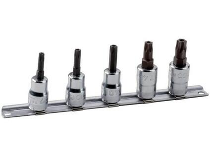 Sada zástrčných hlavic 3/8" na liště 5-dílná TRX s otvorem - BA-7409TORX-TRR/S5