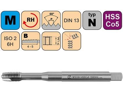 Závitník strojní M12 ISO2 HSSE DIN 371 B prodloužený L=120mm - CZZ1500XXL-M12-ISO2