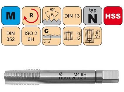 Sadový závitník M9x1,25 I ISO2 HSS DIN 352 - 0200 - CZZ0200-M9-I-ISO2