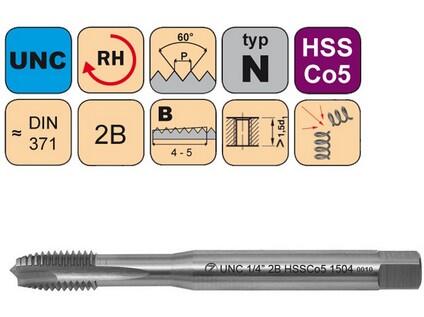 Závitník strojní UNC 5/16"-18 2B HSSCo5 DIN 371 B - 1504 - CZZ1504-UNC-5/16"-18-2B