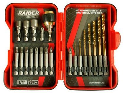 Sada bitů a vrtáků 1/4" 20-dílná RAIDER - TM-157797