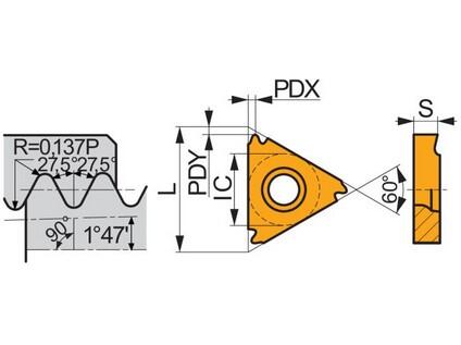 Soustružnické VBD závitové + zapichovací 80032046 / 7800309 TN BSPT EXT C3 -S- PRAMET - PM-TN-16ER190BSPT-T8030
