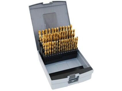 Sada vrtáků 41-ti dílná 6,00-10,00x0,1mm DIN 338RTiHSSCoTiN Lesklá, plastová krabička - SV338RTIHSSCO5TIN-41P