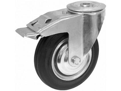 Kolečko plech-guma otočné s brzdou 551F XD-V100C z 60kg - RN-N900919
