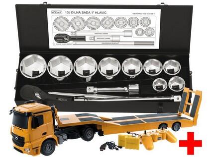 1" 13dílná sada nářadí 41-80mm + ráčna 24 zubů + RC model Mercedes Benz tahač s návěsem 85cm 2,4Ghz - SET-4CZ-106-13