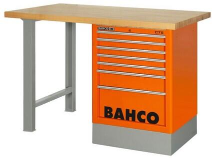 Pracovní stůl se dřevěnou pracovní deskou a boční zásuvkovou skříní 1800x750x1030mm, modrá, 6 zásuvek, b1 - BA-1495K6CBLWB18TW
