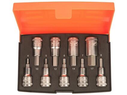 Sada nástrčných hlavic 1/4" 9-dílná se šestihranem, metrické, 4,5,6,7,8,10,12,14,17mm - BA-S9HEX