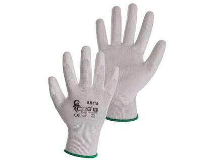 Rukavice BRITA WHITE,  máčené v polyuretanu, bílé, vel. 11 - CN-3440-001-100-11