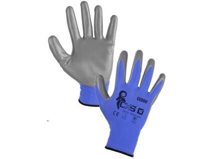Rukavice CERRO, máčené v nitrilu, modro-šedé, vel. XL/10 - CN-3410-086-410-10
