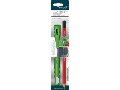 PICA POCKET - KAPESNÍ POUZDRO S OŘEZÁVÁTKEM PRO OVÁLNÉ, TROJBOKÉ I ŠESTIHRANNÉ TUŽKY + TUŽKA FOR ALL UNIVERSAL GRAPHITE 2B, 23cm - PC-505/04