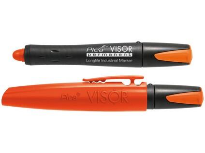 PICA VISOR PERMANENT - VODĚODOLNÝ ZNAČKOVAČ NOVÉ GENERACE - PÍŠE NA HRUBÉ, HLADKÉ, MOKRÉ, SUCHÉ, MASTNÉ, ZAPRÁŠENÉ, SVĚTLÉ NEBO TMAVÉ POVRCHY - ORANŽOVÁ FLUORES - PC-990/054
