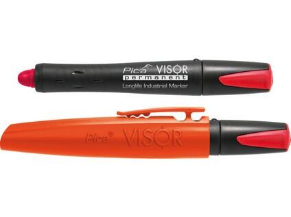 PICA VISOR PERMANENT - VODĚODOLNÝ ZNAČKOVAČ NOVÉ GENERACE - PÍŠE NA HRUBÉ, HLADKÉ, MOKRÉ, SUCHÉ, MASTNÉ, ZAPRÁŠENÉ, SVĚTLÉ NEBO TMAVÉ POVRCHY - ČERVENÝ - PC-990/40