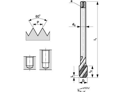 Závitník strojní M30x3,5 ISO2 (6H) šroubová drážka 35° DIN 376 - BU184-300