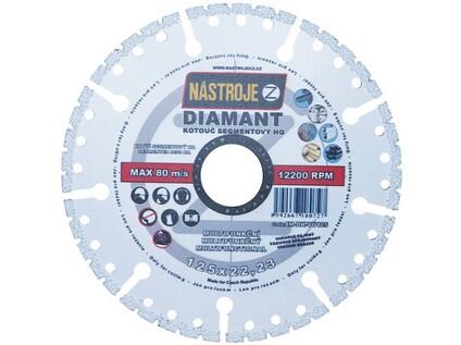 Kotouč diamantový segmentový HQ s chladícími segmenty vakuově pájený 125x2,6x22mm multifunkční - IM-DK-VU125