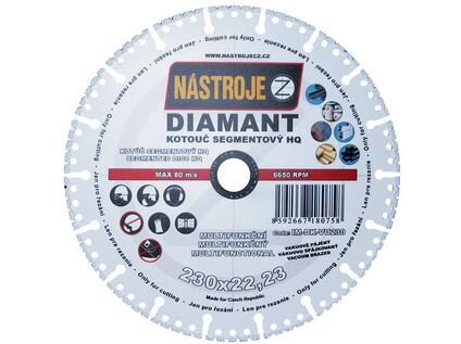 Kotouč diamantový segmentový HQ s chladícími segmenty vakuově pájený 230x3,2x22mm multifunkční - IM-DK-VU230