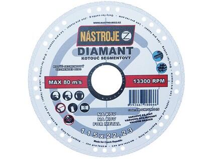 Kotouč diamantový s chladícími segmenty vakuově pájený 115x1,4x22mm na kov - IM-DK-VM115