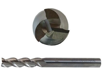 Fréza 6-100/30mm, 3břity, stopka 6mm čelní válcová, břit přes střed, na neželezné kovy, prodloužená - CZTK-6334-060-GS-AL-HA