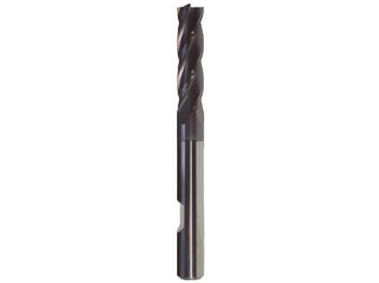 Fréza 4-57/19mm 4břity, stopka 4mm, čelní válcová, břit přes střed, prodloužená - CZTK-6443-040-GS-HA