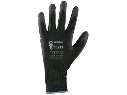 Rukavice BRITA BLACK,  máčené v polyuretanu, černé, vel. 05 b1/12/240 - CN-3440-001-800-05