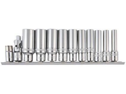 1/4" Sada hlavic prodloužených na liště - 4CZech ONE 5,5-6-7-8-9-10-11-12-13-14mm + kardan + adaptér na bity 1/4" - 4CZ-146-L02
