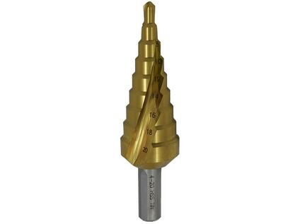Vrták stupňovitý HSS TiN 4-20mm/9st. 4-6-8-10-12-14-16-18-20 stopka 8mm - VS1HSSTIN